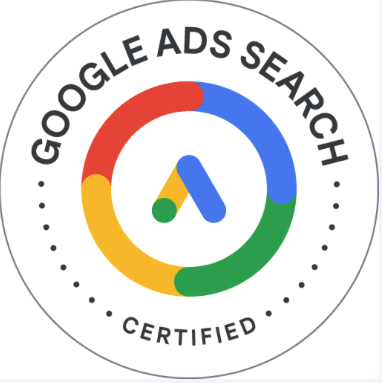 "Google Ads Search certification badge showcasing proficiency in Google Ads search campaigns"